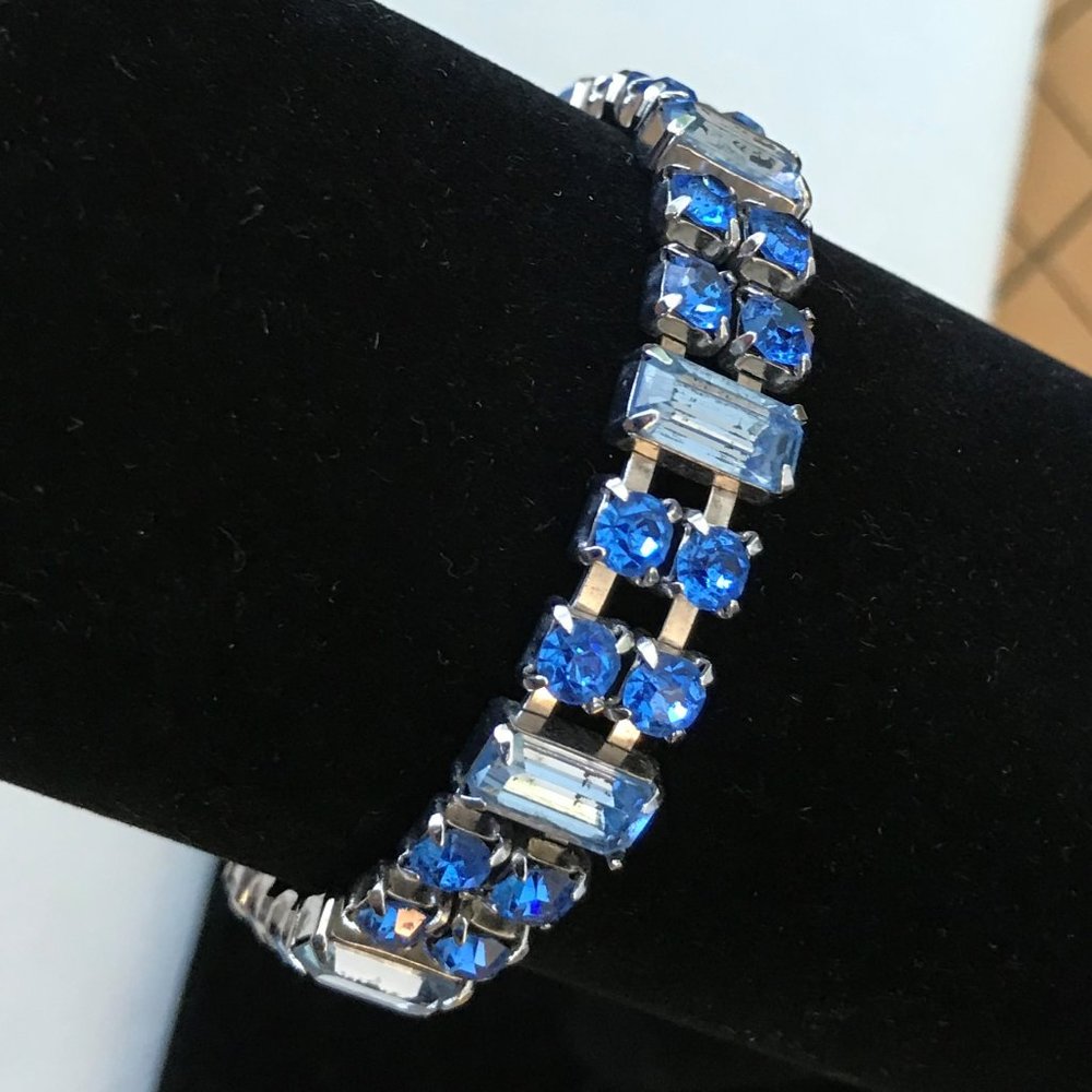 Baby & Royal Blue Rhinestone Bracelet - Vintage